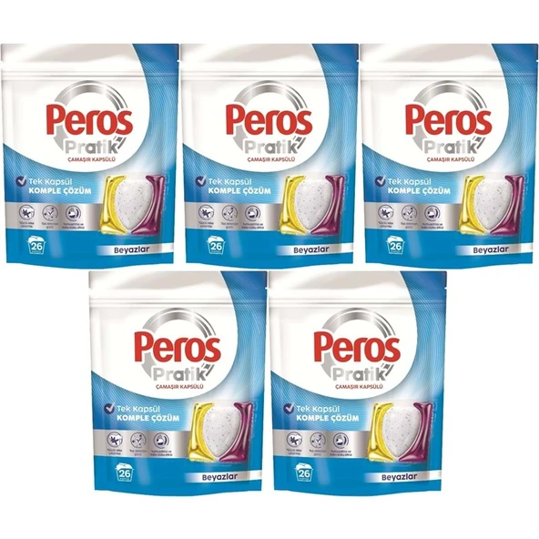 Pratik Matik Çamaşır Deterjanı Kapsülü - Tableti 130 Adet Beyazlar (5PK*26)