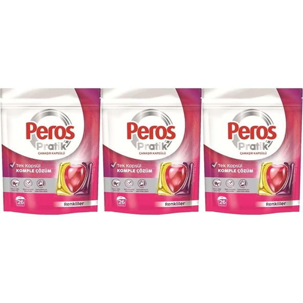 Pratik Matik Çamaşır Deterjanı Kapsülü - Tableti 78 Adet Renkliler (3PK*26)