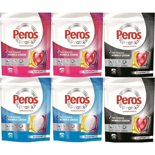 Pratik Matik Çamaşır Deterjanı Kapsülü - Tableti 156 Adet (6PK*26) (Karma Set)