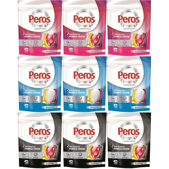 Pratik Matik Çamaşır Deterjanı Kapsülü - Tableti 234 Adet (9PK*26) (Karma Set)