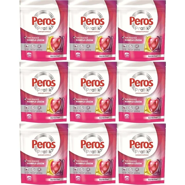 Pratik Matik Çamaşır Deterjanı Kapsülü - Tableti 234 Adet Renkliler (9PK*26)