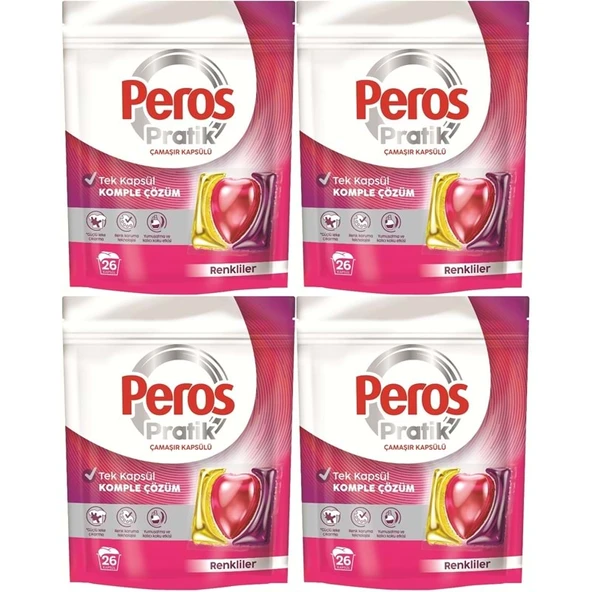 Pratik Matik Çamaşır Deterjanı Kapsülü - Tableti 104 Adet Renkliler (4PK*26)