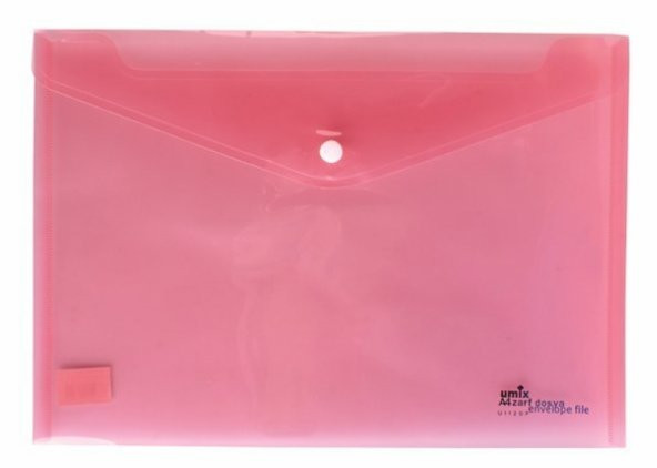 Umix Çıtçıtlı Şeffaf Zarf Dosya Pembe Eco (12 li)