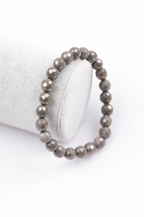 Pirit Doğal Taş Bileklik 8 mm Fasetli Küre Kesim