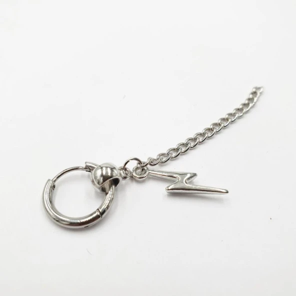 Zincirli Ve Şimşek Erkek Çelik Küpe - 6