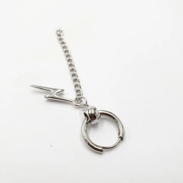 Zincirli Ve Şimşek Erkek Çelik Küpe - 9