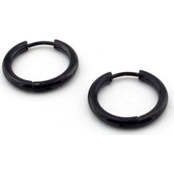 İnce Halka Çelik Küpe Siyah Renk - 10