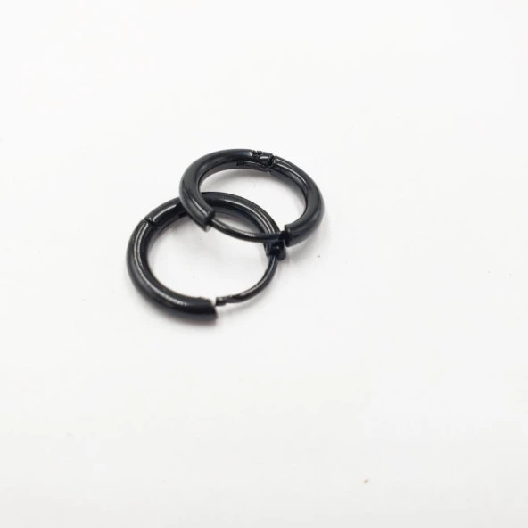 İnce Halka Çelik Küpe Siyah Renk - 4