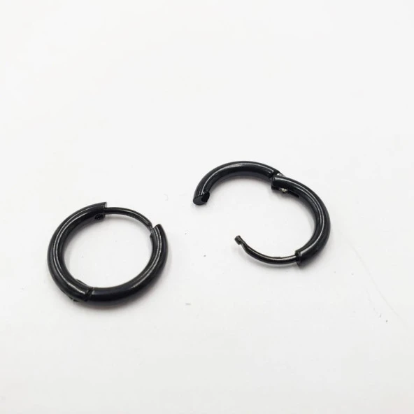 İnce Halka Çelik Küpe Siyah Renk - 5