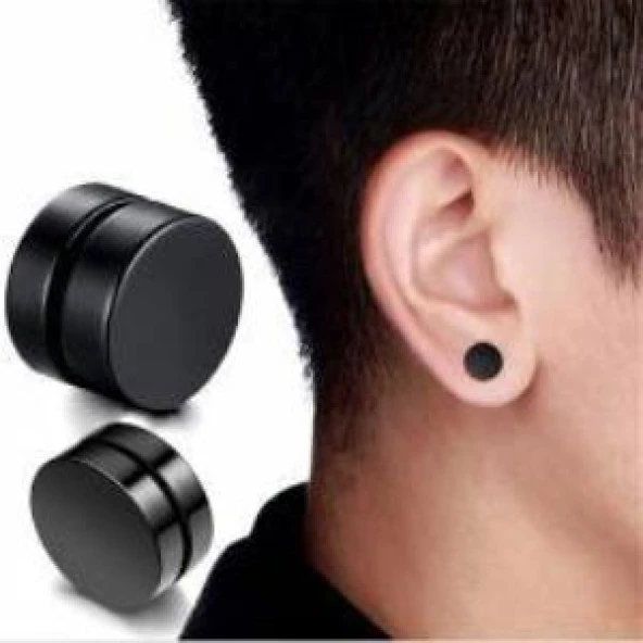 Mıknatıslı Erkek Küpe Siyah Renk - 9