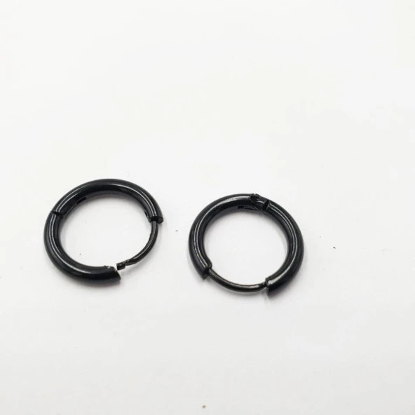 İnce Halka Çelik Küpe Siyah Renk - 7