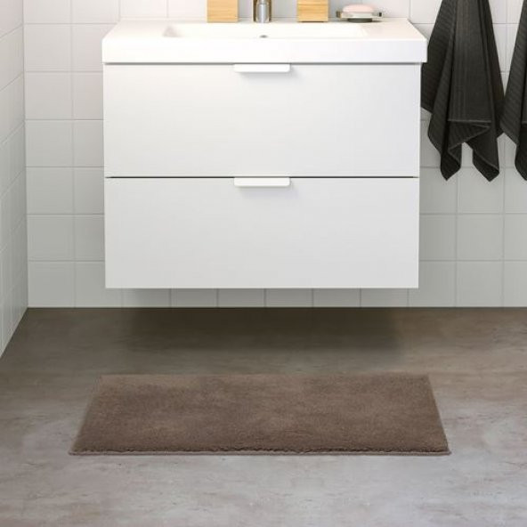 Banyo Paspası Kahverengi Renk 50x80 cm IKEA Pamuk-Kaymaz Taban - 2