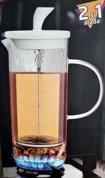 French Pres Ateşe Dayanıklı Özel Bitki Çayı ve Kahve Demleme -6000ML-BR9972 - 7