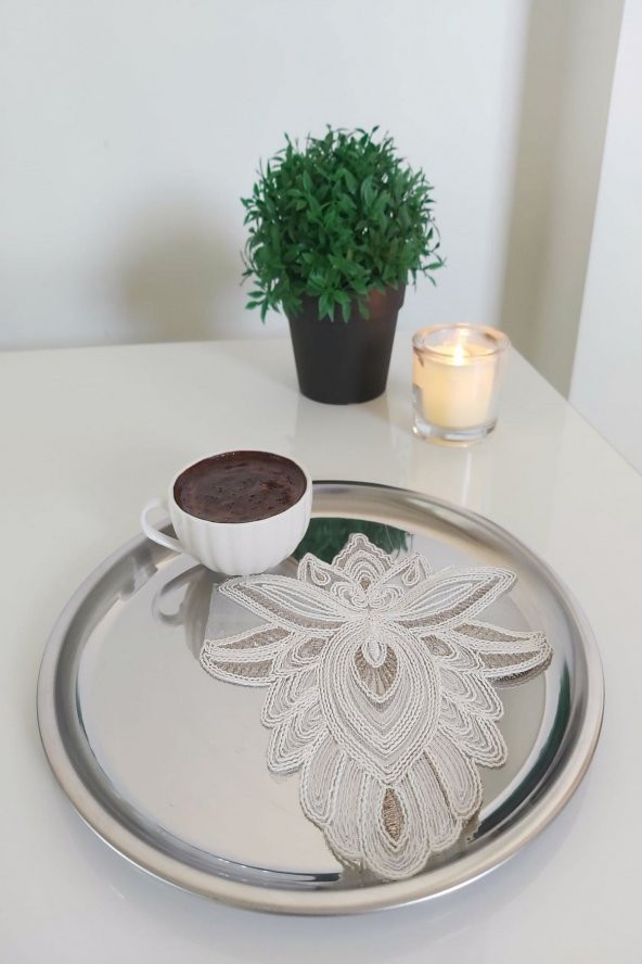 6 Adet Diamond Beyaz & Gold Fransız Tarzı Modern Bardak Altlığı & Kokteyl Peçetesi - 2