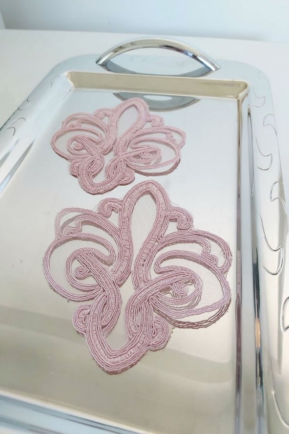 6 Adet Pembe Fransız Tarzı Modern Bardak Altlığı & Kokteyl Peçetesi - 2
