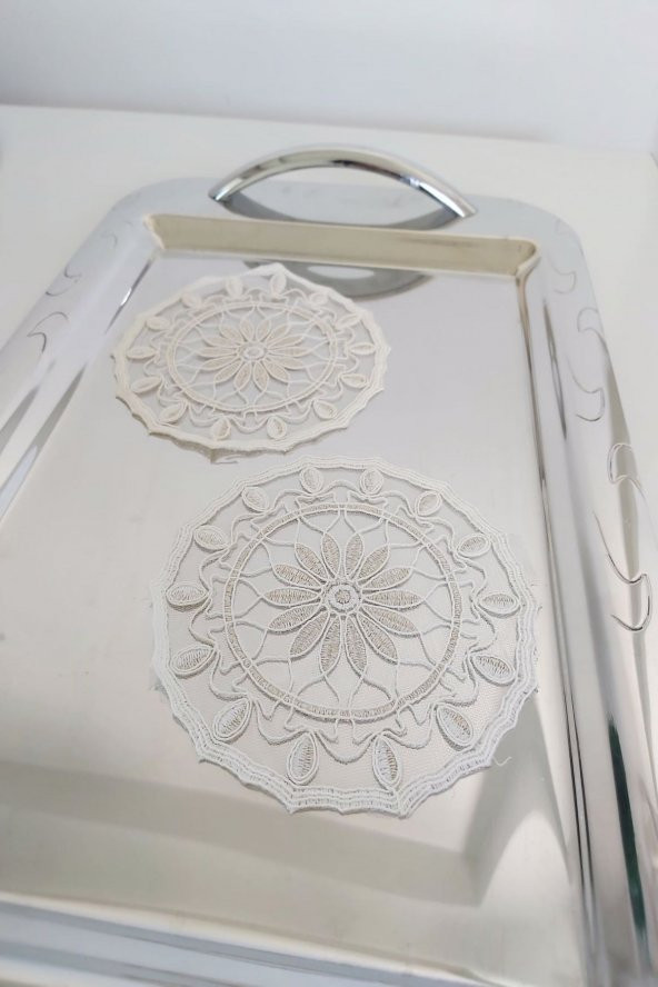 6 Adet Elegant Krem & Gold Fransız Tarzı Modern Bardak Altlığı & Kokteyl Peçetesi - 2
