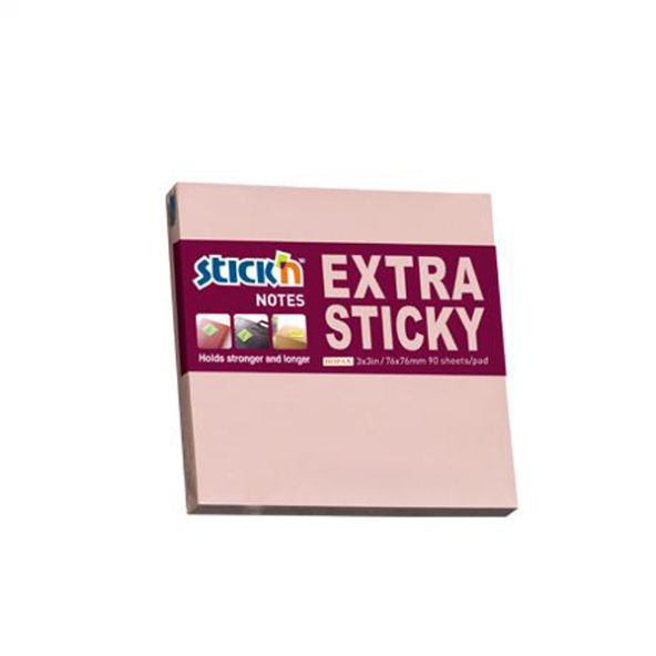 Hopax Stıckn Yapışkanlı Not Kağıdı  (12 adet) Extra 90 YP 76x76 Pastel Pembe 21661