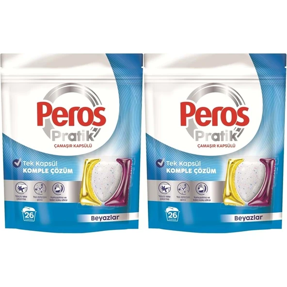 Pratik Matik Çamaşır Deterjanı Kapsülü - Tableti 52 Adet Beyazlar (2PK*26)