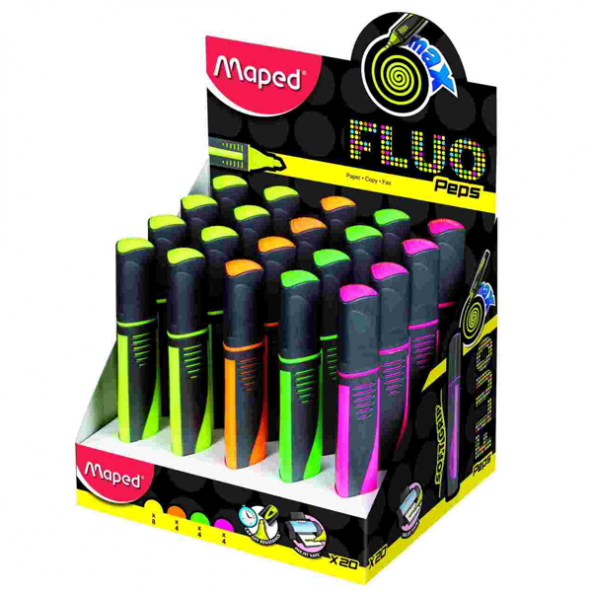 Maped Fosforlu Kalem Fluo Paps 5 Renk (toplam 24 adet kalem)