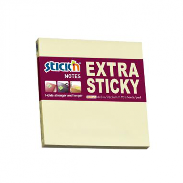 Hopax Stıckn Yapışkanlı Not Kağıdı Extra  (12 adet)90 YP 76x76 Pastel Sarı 21660