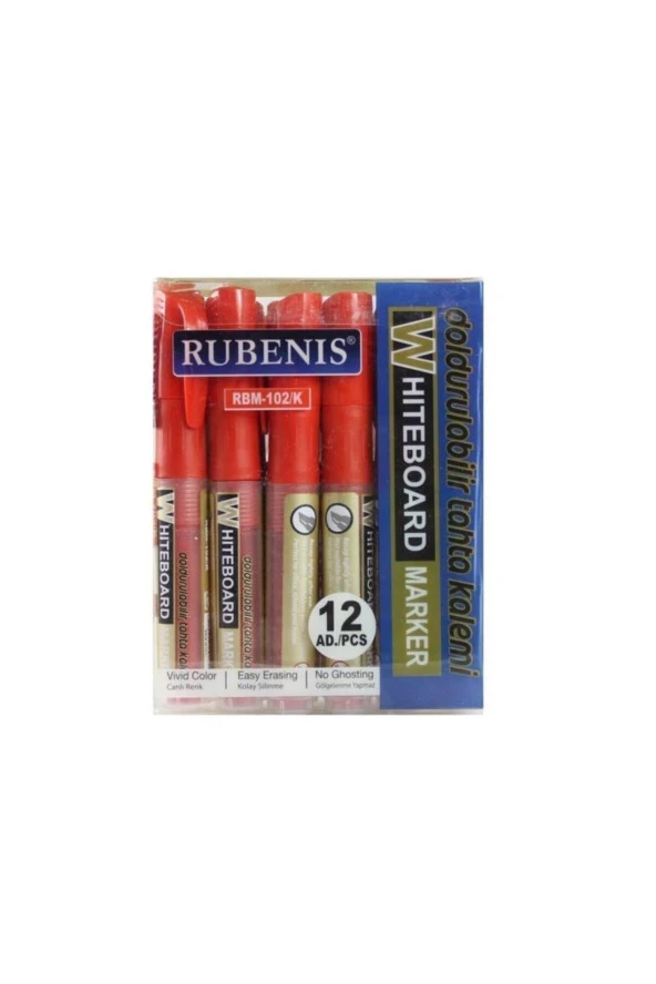 Rubenis Tahta Kalemi Kartuşlu Kırmızı (12 Li Paket)