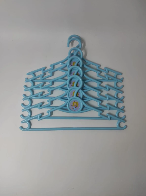 Çocuk Elbise Askısı  6'lı  Mavi Bebek Kıyafet  Askısı 30*15 cm - Resim 2