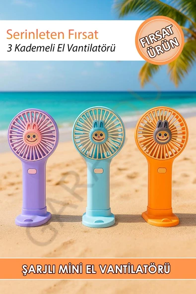 Şarjlı Mini El Fanı Masa Fanı Soğutucu Taşınabilir Şarj Edilebilir Vantilatör 1 Adet