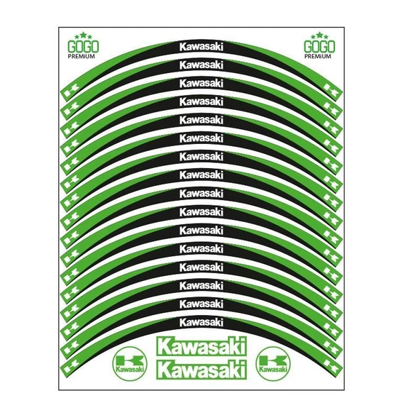 Skm Yeşil Siyah Kawasaki Uyumlu Reflektörlü 1 Set Jant Şeridi ürün görseli