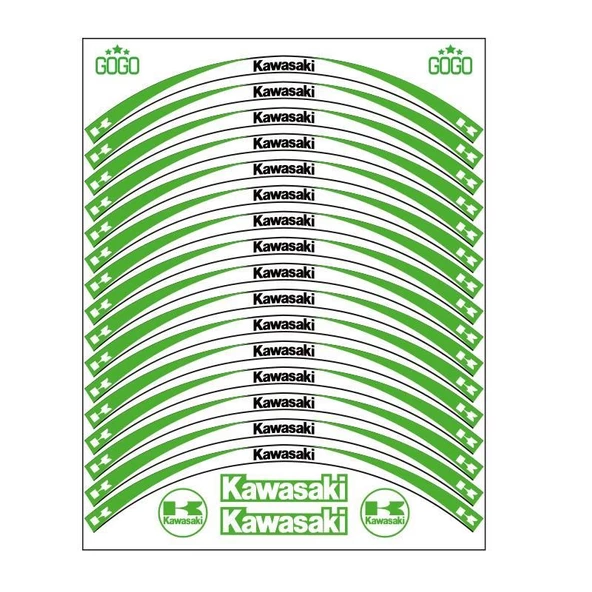 SKM Skm Yeşil Beyaz Kawasaki Uyumlu Reflektörlü 1 Set Jant Şeridi