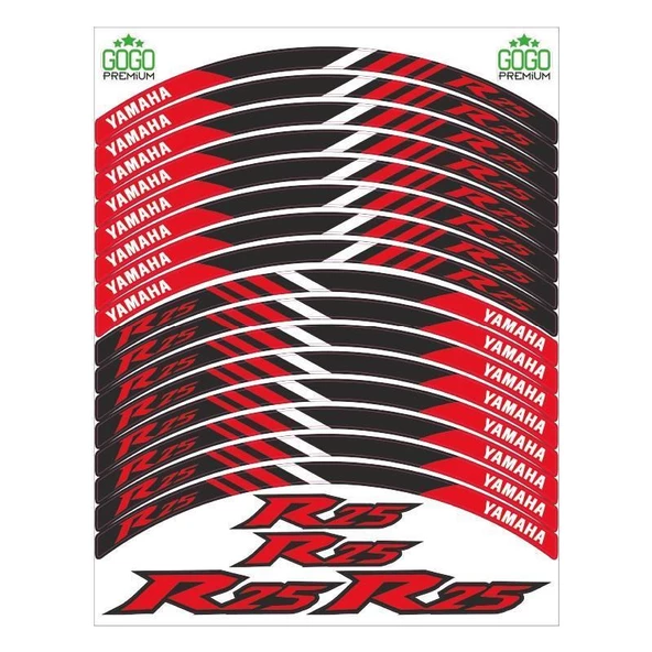 Yamaha Reflektör Kırmızı Baskı R25 Uyumlu 1 Set Jant Şeridi ürün görseli