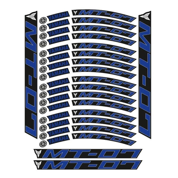 Yamaha Mavi Baskı Mt-07 Uyumlu 1 Set Jant Şeridi ürün görseli