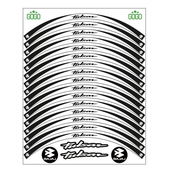 Bajaj Siyah Beyaz Pulsar Uyumlu Reflektörlü 1 Set Jant Şeridi ürün görseli