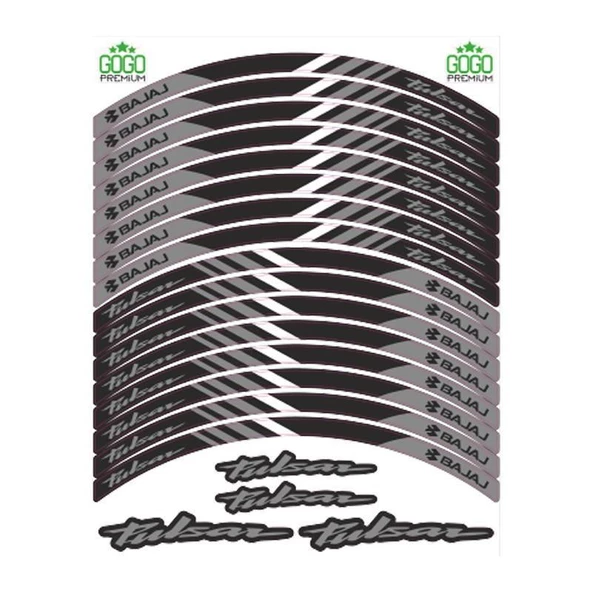 Bajaj Reflektör Gri Baskı Pulsar Uyumlu 1 Set Jant Şeridi ürün görseli