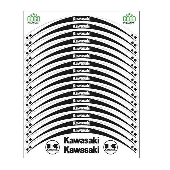 SKM Skm Beyaz Siyah Kawasaki Uyumlu Reflektörlü 1 Set Jant Şeridi