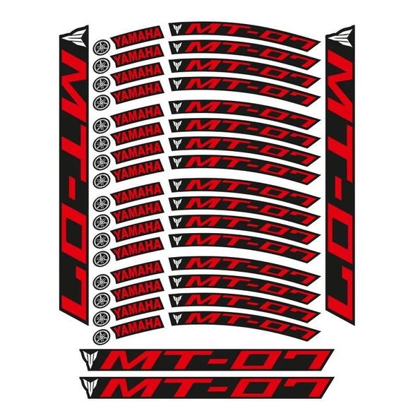 Yamaha Kırmızı Baskı Mt-07 Uyumlu 1 Set Jant Şeridi ürün görseli