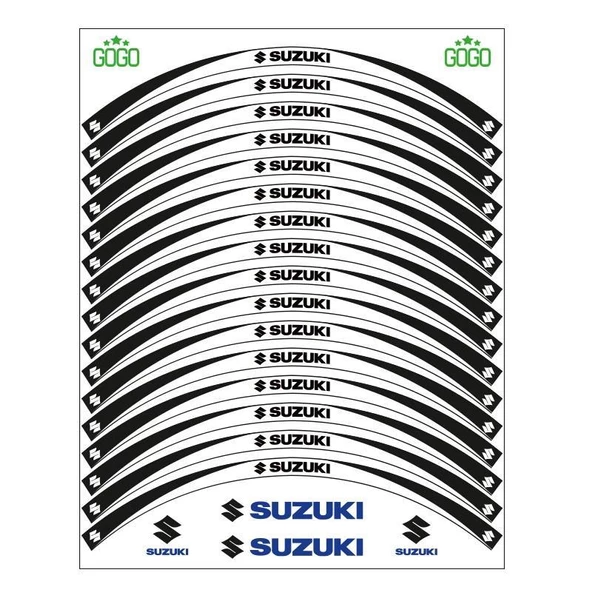 Siyah Beyaz Suzukı Uyumlu Reflektörlü 1 Set Jant Şeridi ürün görseli