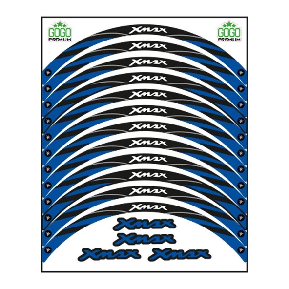 Yamaha Mavi Reflektör Baskı Xmax Uyumlu 1 Set Jant Şeridi ürün görseli