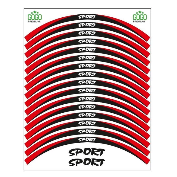 Kırmızı Siyah Sport Reflektörlü 1 Set Jant Şeridi ürün görseli