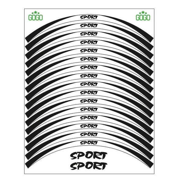 Siyah Beyaz Sport Reflektörlü 1 Set Jant Şeridi ürün görseli