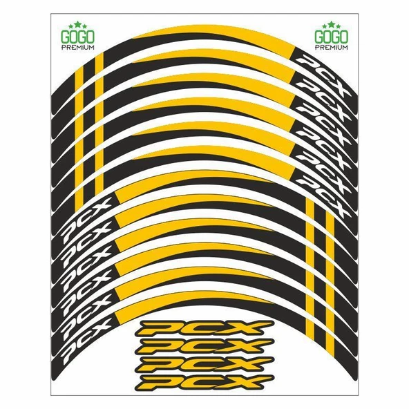 Honda Sarı I Reflektör Baskı Pcx Uyumlu 1 Set Jant Şeridi ürün görseli