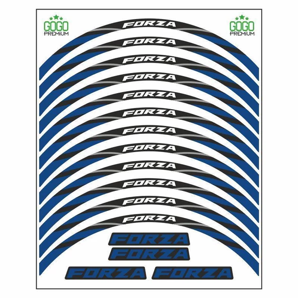 Honda Mavi Reflektör Baskı Forza Uyumlu 1 Set Jant Şeridi - Resim 2