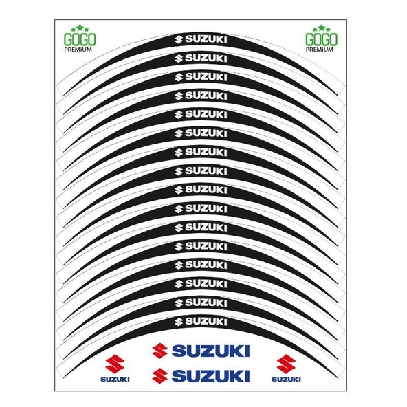 Beyaz Siyah Suzukı Uyumlu Reflektörlü 1 Set Jant Şeridi ürün görseli