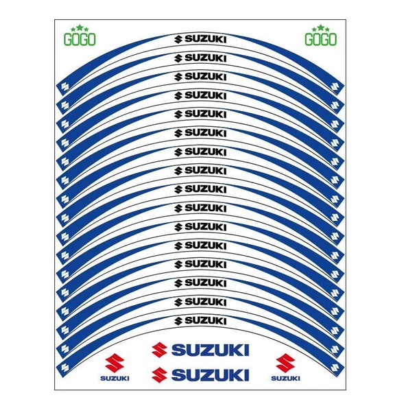 Mavi Beyaz Suzukı Uyumlu Reflektörlü 1 Set Jant Şeridi ürün görseli