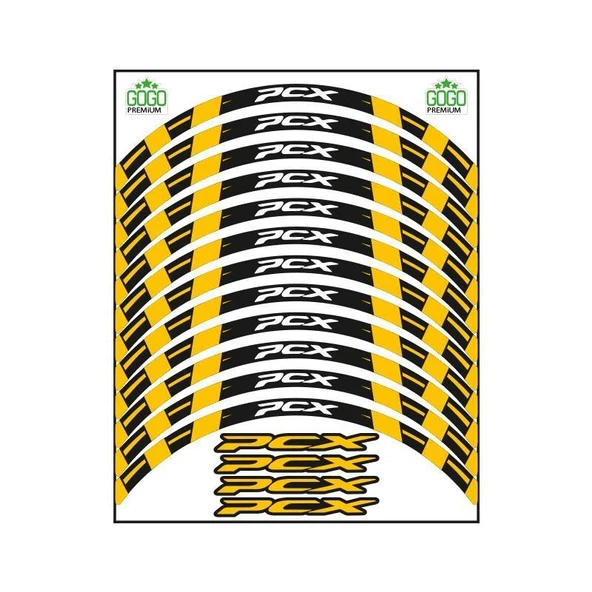 Honda Sarı Iı Reflektör Baskı Pcx Uyumlu 1 Set Jant Şeridi ürün görseli