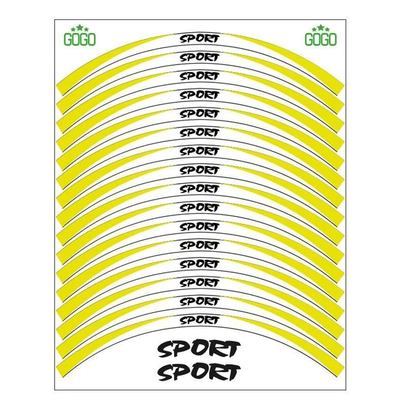 Sarı Beyaz Sport Reflektörlü 1 Set Jant Şeridi ürün görseli