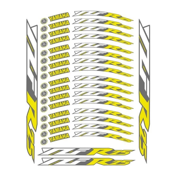 Yamaha Florasan Sarı Baskı R25 Uyumlu 1 Set Jant Şeridi ürün görseli