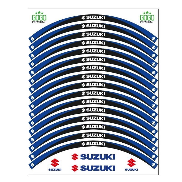 Mavi Siyah Suzukı Uyumlu Reflektörlü 1 Set Jant Şeridi ürün görseli