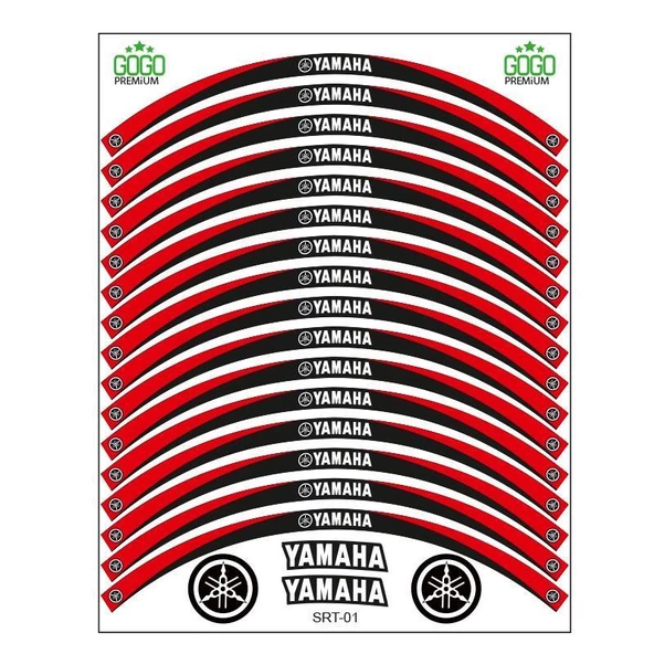 Yamaha Kırmızı Siyah Uyumlu Reflektörlü 1 Set Jant Şeridi ürün görseli
