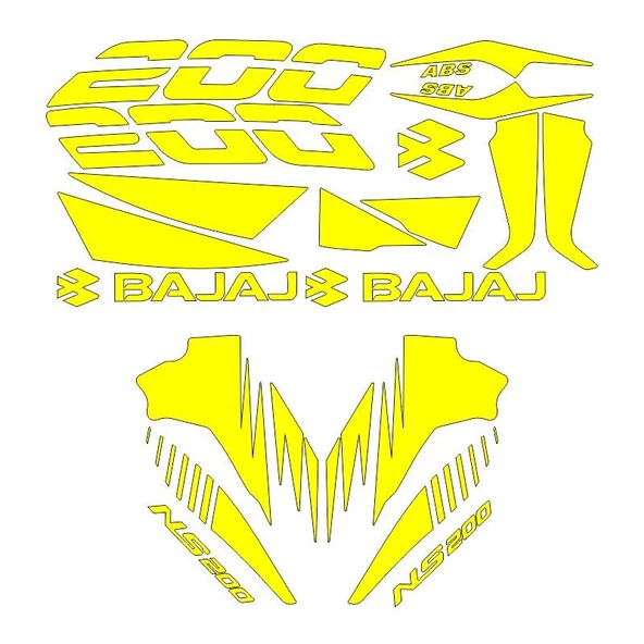 Bajaj Pulsar Ns200 Uyumlu Sarı Sticker Set