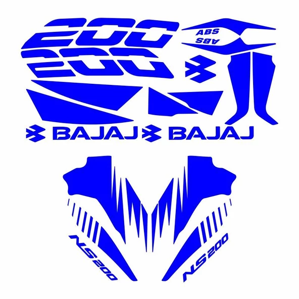 Bajaj Pulsar Ns200 Uyumlu Mavi Sticker Set